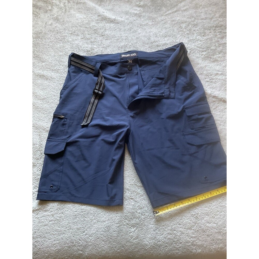 Iron Co.  Shorts Sz 36 Blue Stretch Hybrid Cargo Shorts Performance Belted